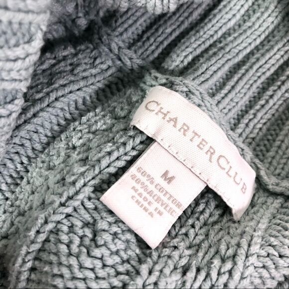 Charter Club sea foam green cable knit sweater 1980s 80s style medium - Picture 3 of 12